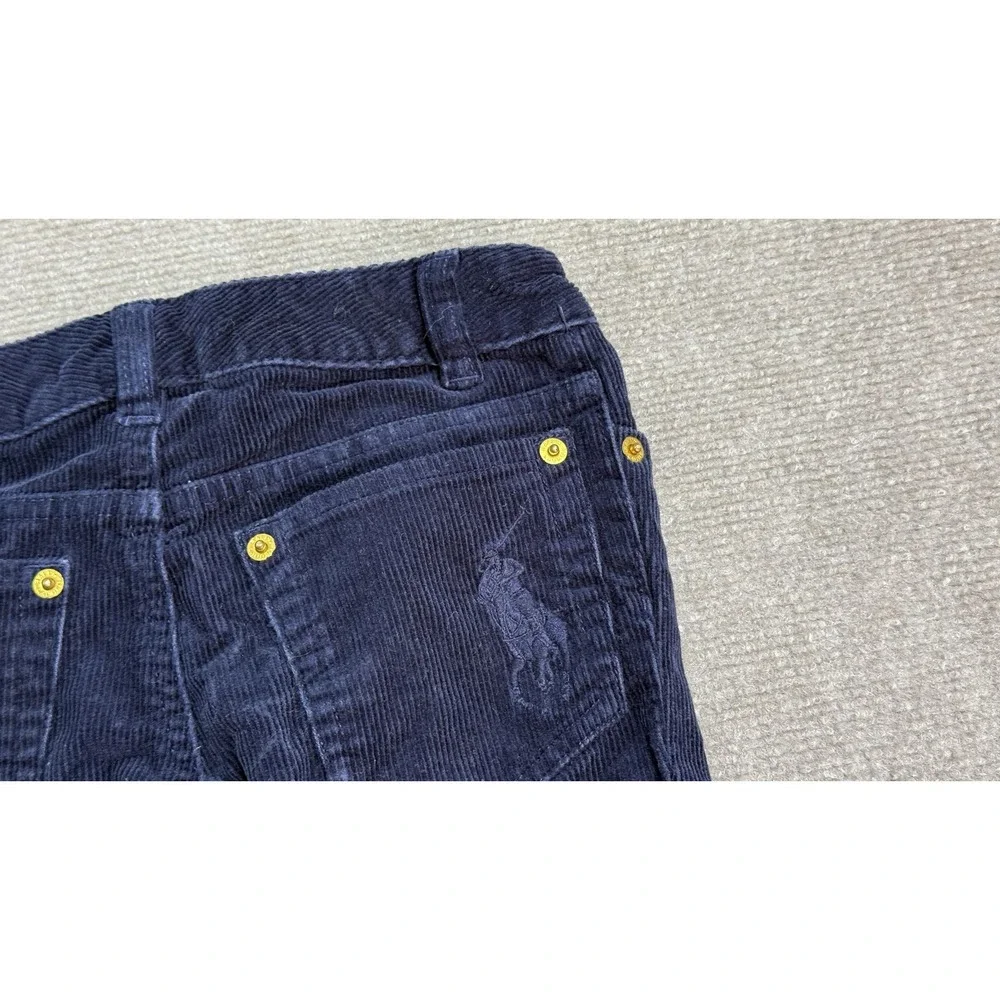 Ralph Lauren Pants Kids 7 Blue‎ Corduroy Slim Fit Chino Stretch Zip Pockets